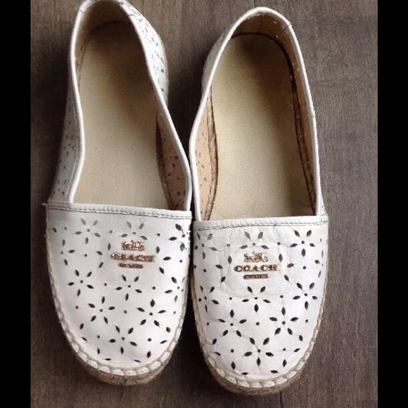 COACH Shoes - COACH LOGO CREAM CUT OUT ESPADRILLE FLATS 7.5